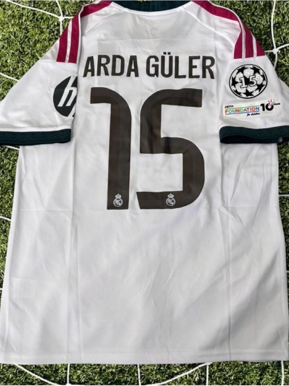 adidas Arda Güler 15 White Football Jersey with Maroon Accents